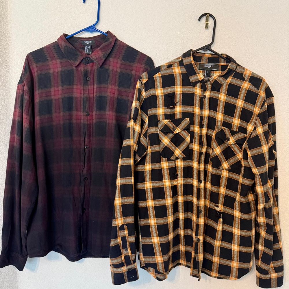 Forever 21 Men’s Plaid Flannel Shirts